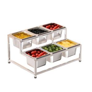 Organizador de condimentos de acero inoxidable de doble capa con diseño de mariposa y aroma a tostado, para 1/6 de tazón, resistente, para tiendas de té con leche - Product Image 1