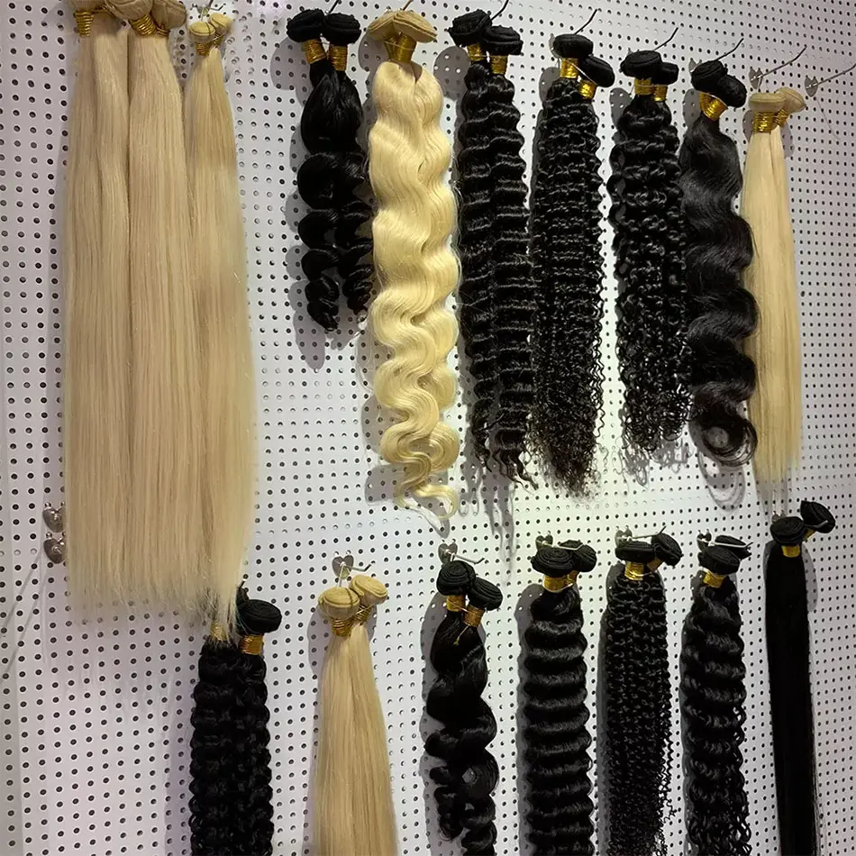 100% ナチュラルキューティクル整列卸売バージン生インドの髪、ブラジルの髪の束、メカの髪100% Cheveux Naturelle