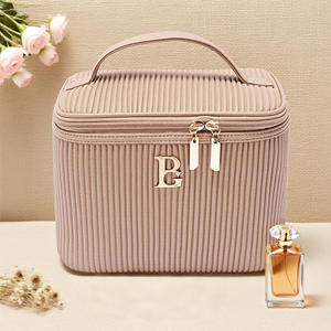 Ammaesto Eco Friendly Personalizzato Viaggio Borsa Cosmetica Donna Grande Capacità Zipper PU Plissato Impermeabile - Product Image 1