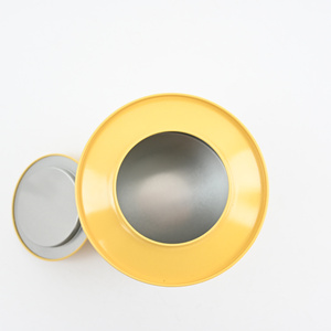 Boîte à thé en métal ronde personnalisée avec couvercle en dôme, jaune brillant, impression intégrale, vide, pour l'emballage de thé aux jujubes et de tisanes - Product Image 4