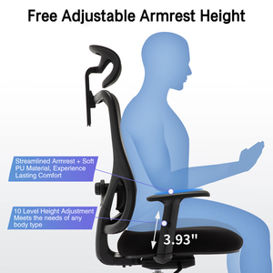 ANJI YIKE-Chaise <span class=keywords><strong>de</strong></span> <span class=keywords><strong>Bureau</strong></span> <span class=keywords><strong>Ergonomique</strong></span> avec Appui-Tête, Dossier Haut, avec Support Lombaire 2D, Grande et Grande Taille, en Maille pour Visiteurs - Product Image 4