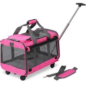 Airline Goedgekeurd Reizen Wandelen Grote Rollende Wandelwagen Wielen Kat Hond Huisdier Trolley Carrier Met Wielen