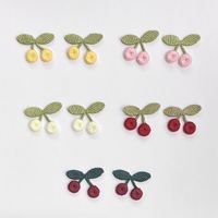 Petites appliques et patchs en tissu pour enfants, en feutre de cerise brodé, écologiques, faits à la main, pour la fabrication de chapeaux, vente en gros