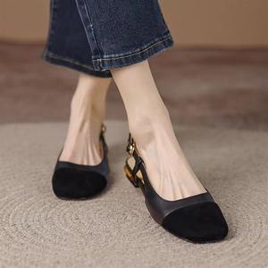 Factory Wholesale Summer New Retro One-button Back Empty Flat Pvc Flat <b>Sandals</b> for Ladies Shoes - Product Image 6