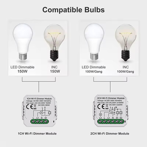 Modulo Interruttore Dimmer Smart Wifi/Zigbee, Controllo Remoto tramite <span class=keywords><strong>App</strong></span> Tuya/Smartlife, Compatibile con Alexa e Google Home per Controllo Vocale - Product Image 2