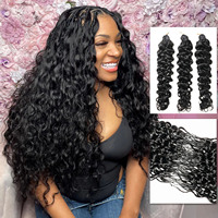 Estensioni di Capelli Umani con Onde Naturali di Grado 12A, Nere, Realizzate a Macchina, con Tecnologia Feather Crochet