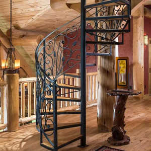 Escalier extérieur en colimaçon en acier au carbone durable avec main courante ronde, stable et sûr - Product Image 4