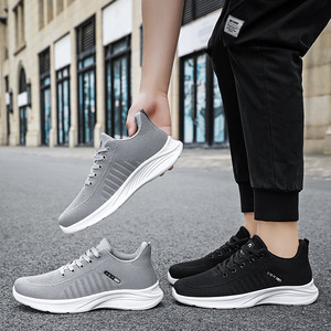 Chaussures de sport décontractées pour hommes, légères, respirantes, à semelle souple, en maille, avec logo personnalisé, couleur gris, pour la course à pied - Product Image 3