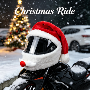 Funda de Casco de Felpa Suave y Resistente al Frío, Personalizada OEM, Decoración Navideña Divertida para Motocicleta, Funda de Casco de Santa Claus - Product Image 1