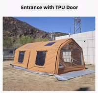 Tente de camping gonflable portable de luxe, personnalisée en usine, imperméable, en coton, quatre saisons, ouverture automatique rapide, deux chambres