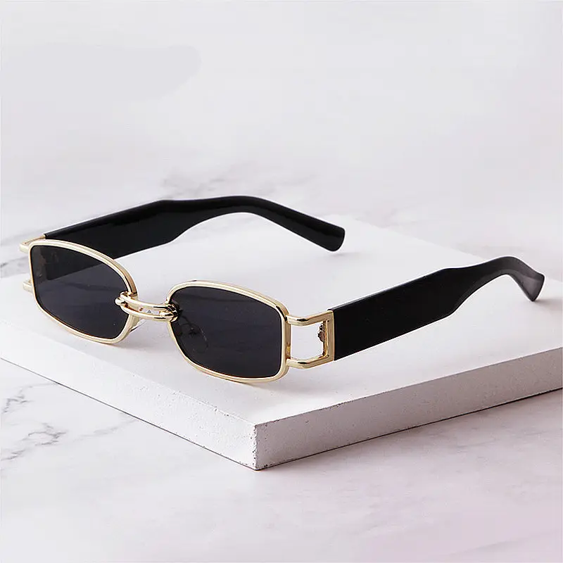 2023 Fashion Men Square Punk Sun Glasses Clear Eyewear UV400 Small Rectangle Women Sunglasses
