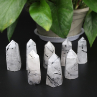 Torre de Cristal Natural Curativa al por Mayor, Turmalina Negra Hexagonal de Punta Única para Decoración del Hogar