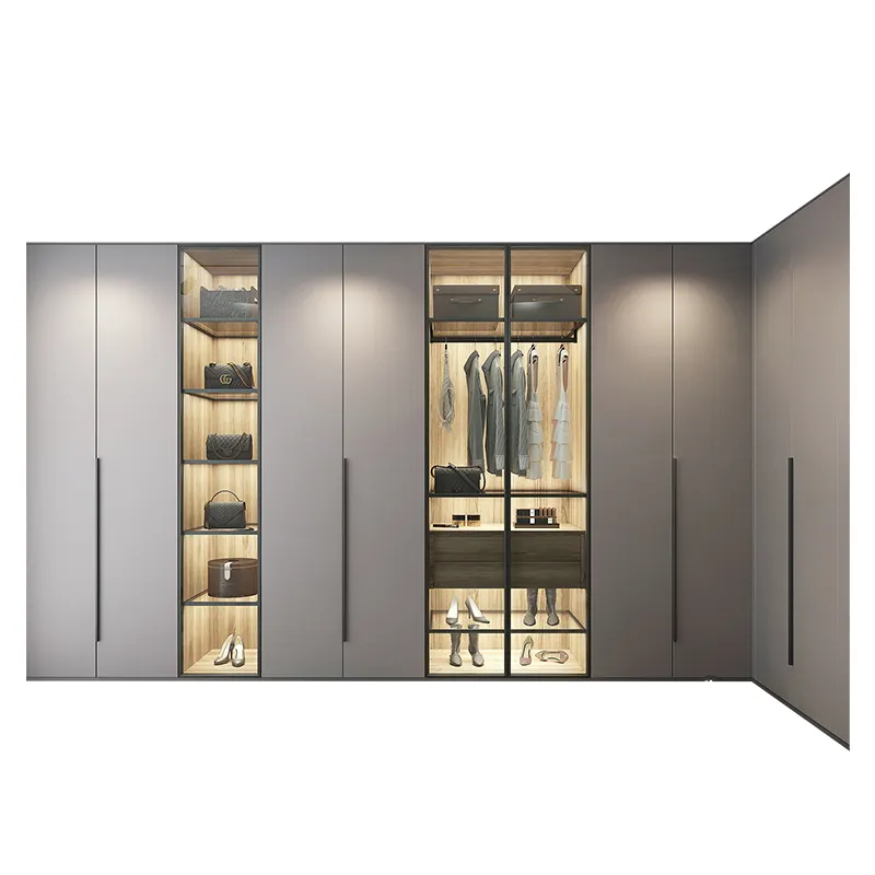 Customized walking into the wardrobe overall Ell board glass cloakroom home clothing bedroom cabinet combination furniture