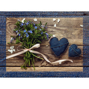 แผ่นรองจานไวนิล ขนาด 33x45 ซม. ลายหัวใจ ยีนส์ 01 - Product Image 1