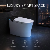 WC intelligent de luxe monobloc avec bidet intégré, cuvette électronique, toilette automatique avec fonction anti-éclaboussures et mousse