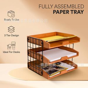 Wooden Storage Rack Multi Layer <b>File</b> Holder Office Desktop Book <b>Organizer</b> Modern Simple Design - Product Image 3