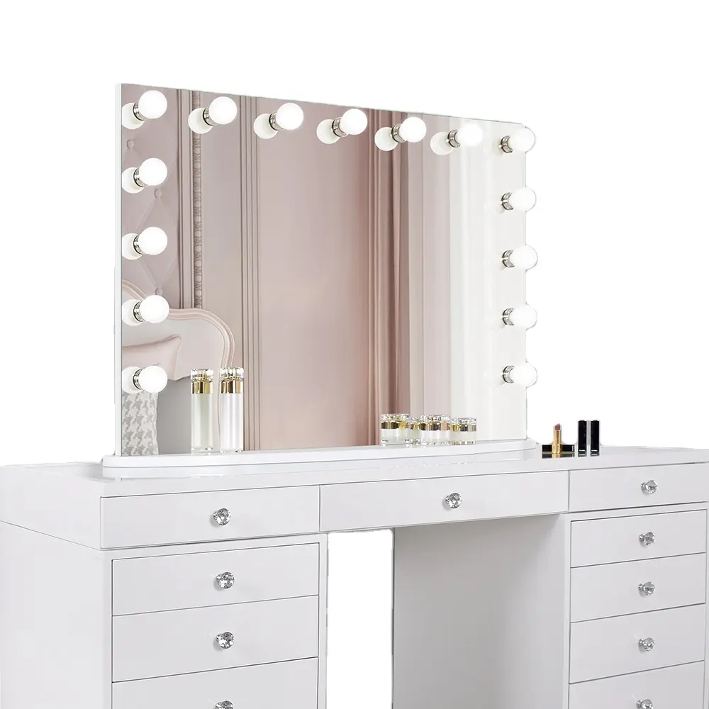 Miroir de maquillage de table Hollywood avec ampoules LED