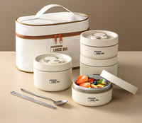 Conteneur isotherme pour repas, boîte à lunch thermique en acier inoxydable, pot de cuisson thermique portable, boîte à double couche de forme ronde