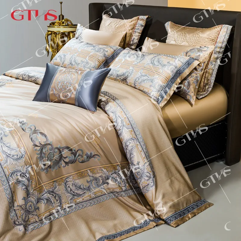 Luxury Hot Sale European 100% Polyester Cotton Embroidery Bedding Sets Bedsheet Brushed Fabric Bed Sheet Set Collections