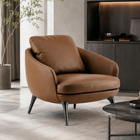 Sillones Contemporáneos de Tela y Cuero con Detalles Personalizables, Muebles Europeos con Patas de Aleación de Aluminio para Sala de Estar