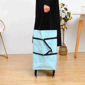 Household Portable Grocery <b>Trolley</b> Shopping Cart Bag Foldable <b>Wheeled</b> Superet Shopping Bag - Product Image 5
