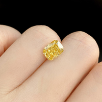 Diamant jaune fantaisie de laboratoire taille radiant allongé en or jaune 18 carats, bijoux fins personnalisés, pierre précieuse unisexe pour bague