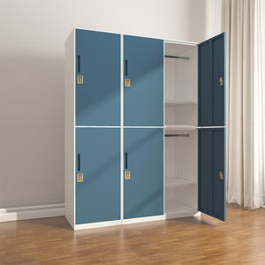Armoire de rangement pour vêtements en acier bleu à 4 portes, casier métallique - Product Image 4