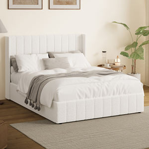 Lit de rangement à vérin à gaz <span class=keywords><strong>Gabrielle</strong></span> Sherpa blanc - Product Image 1