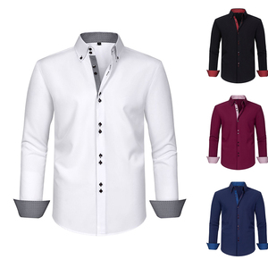 Nuove Camicie Casual da Uomo di Alta Gamma Europee e Americane 2025, a Maniche Lunghe, Senza Stiratura, per Abbigliamento Formale da Lavoro, con Elasticità, per il Commercio Estero - Product Image 1