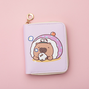 Nieuwe Capybara bedrukte ademende portemonnee voor kinderen, korte portemonnee, kaarthouder met ritssluiting, waterdicht, ultralicht draagbaar - Product Image 2