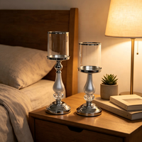 Porte-bougie Hurricane, élégant chandelier à tige haute, bougie pilier en option, taille et finition personnalisables pour table de mariage et décoration intérieure