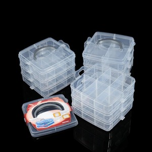 Small Three Layer Detachable Transparent Plastic Storage Box 16 Compartments Stackable With Lid For Organizing Desktop Storage - Product Image 4
