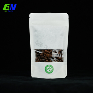 Biodegradable Kraft Paper Stand up Bag With Window for Coffee Bean Nut Tea and <strong>Flavored</strong> Tea Food Display - Product Image 5