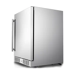 Fonte de fábrica 145l material de aço inoxidável compressor grelha refrigerador geladeira congelador