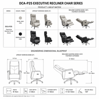 Chaise de bureau exécutive ergonomique de luxe avec repose-pieds 155 °   Chaise de bureau de direction inclinable en cuir pleine fleur brésilien à dossier haut