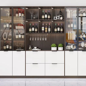 Gabinete de bodega de madera maciza de gran capacidad personalizado, soporte de exhibición elegante, muebles de vidrio para el hogar para sala de estar, estantes de vino - Product Image 1
