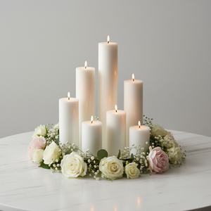 <span class=keywords><strong>Bougie</strong></span> <span class=keywords><strong>LED</strong></span> sans flamme à piles en cire de paraffine, fabriquée à la main, écologique et sûre, modèle PILLAR de Mermei - Product Image 1