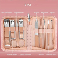 Kit de manucure et pédicure professionnel portable 9 pièces en acier inoxydable, coffret d'outils de soin des ongles personnalisés 9 en 1