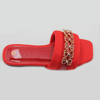 Chaussures pas chères, grandes tailles 36-42, pantoufles rouges personnalisées, sandales plates pour femmes et dames, respirantes et durables