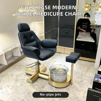 Nouveau design Fauteuil de pédicure et manucure de luxe moderne, pivotant et réglable, sans plomberie, avec base dorée, pour salon de beauté et spa, pour soins des pieds