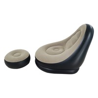 Canapé gonflable floqué BBL avec repose-pieds, canapé paresseux en PVC écologique, lit d'appoint gonflable pour salon, fauteuil inclinable multi-personnes, canapé gonflable