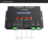 Contrôleur de pixels LED Grilight K-8000C programmable DMX512 SPI RGB/RGBW 1024 pixels, prise en charge de la carte SD, contrôle sans fil, garantie 5 ans
