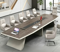 Table de conférence haut de gamme, grand bureau, ensemble de chaises, table longue, style minimaliste moderne, design laqué à deux niveaux, résistant aux taches