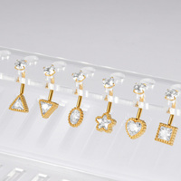 Gaby Edelstahl 316L Herzförmiger Zirkon Bauchnabelpiercing 6mm Exquisit Galvanisierter Körperschmuck für Tägliches Tragen