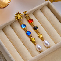 CUMAI Acier inoxydable Soleil Lune Papillon Cœur pour Femme Cadeau de fête Usage quotidien Bijoux d'été Plage Accessoires Vintage Rétro