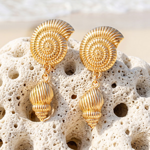 Pendientes de Concha Estilo Bohemio, Chapados en Oro, con Imitación de Perla, Joyería de Moda para Mujer, para Fiestas en la Playa - Product Image 4