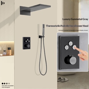 Robinetterie thermostatique encastrée en laiton avec douchette pluie pour salle de bain, ensemble de <span class=keywords><strong>douche</strong></span> eau froide et chaude - Product Image 5