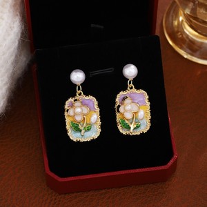 Francés Monet jardín colorido aceite gota flor pendientes bosque estilo lujo alta gama fresco moda LP aleación - Product Image 5