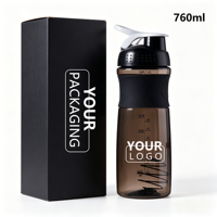 Bouteilles shaker de sport et de gym en plastique écologique vierges de 760 ml, personnalisables directement en usine