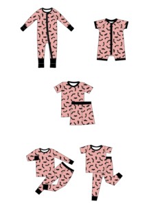 Qingli OEM Abbigliamento Casual Personalizzato per Bambine, Set 2 Pezzi in Spandex/Fibra di Bambù a Maniche Corte, Pigiami di Halloween con Stampa Pipistrello e Zucca - Product Image 4